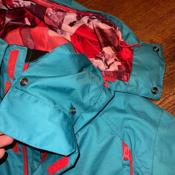 Oakley Teal Blue & Red Ski Snowboard Zip Up Hooded  Winter Jacket Size M RARE - Picture 8 of 15